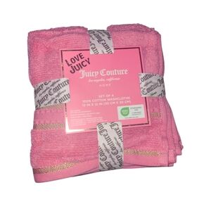 Juicy Couture Pink Cotton Washcloth Set - Set Of 4